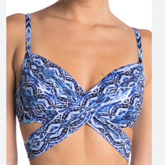 La Blanca Women's Wrap Underwire Push Up Bikini Swimsuit Top, Blue/Oasis… - Picture 8 of 9